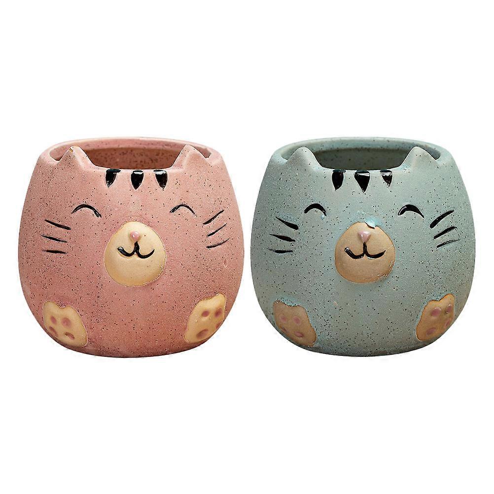 Assorted Color Ceramic Plant Pots for Decoration 2Pcs Multi-Function Flower Pots