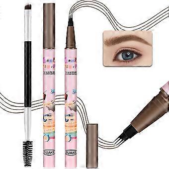 2Pcs Waterproof Microblading Eyebrow Pen with 4 Tip Design for Natural Long-lasting Look