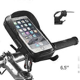 Vandtæt cykelstyr telefon touch screen taske - C beslag - blød bund - sort - 6.5 tommer (enkelt pakke)