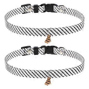 Lot de 2 colliers pour chien : collier ajustable de 25 à 35 cm en polyester pour chiots et chatons - Cravate minimaliste pour la promenade et le dressage