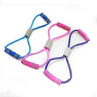 Übungsbänder, Widerstandsband, 8-förmiges Latex-Fitness-Widerstandsband, Yoga-Zugwerkzeug fürs Fitnessstudio mit Griff, Rallye-Fitnessbänder, 3 Stück (blau + pink + lila)