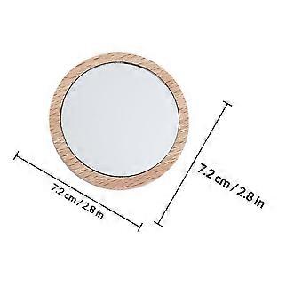 4Pcs Portable Round Makeup Mirrors Wooden Portable Mirror for Outdoor Use