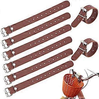 4 Pairs Bike Basket Straps PU Leather Strap Leather Leash Bicycle Buckles Adjustable Handle Bars Strap Belt for Bike Front