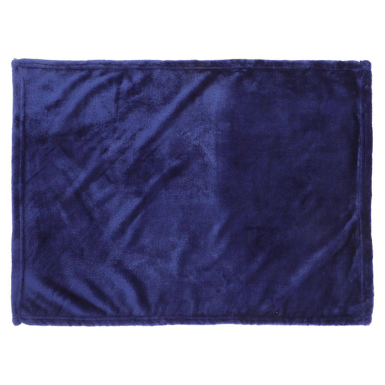 Fleece Pet Blanket for Warming Use Solid Color Blanket Dark Blue