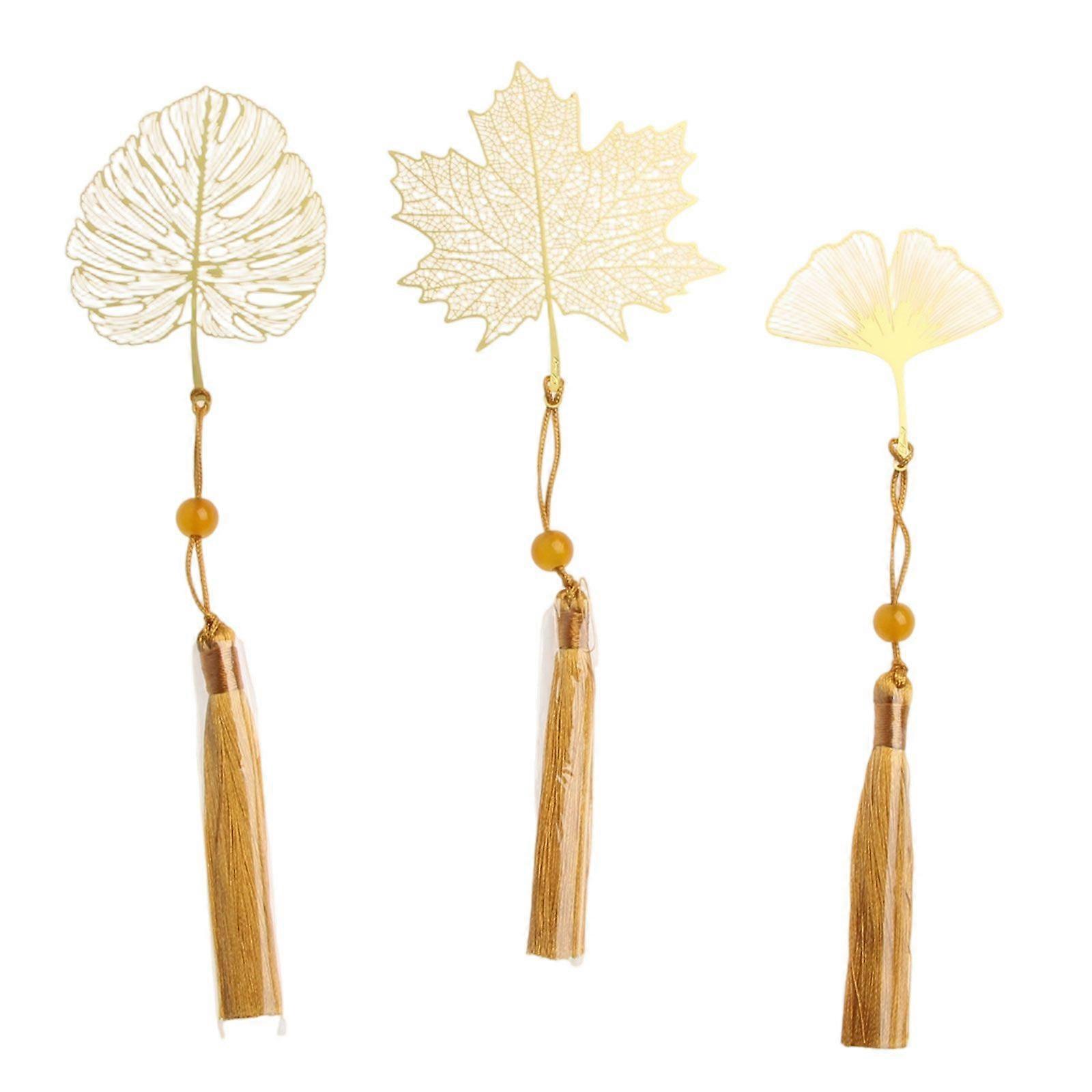 Metal Leaf Tassel Bookmark Set