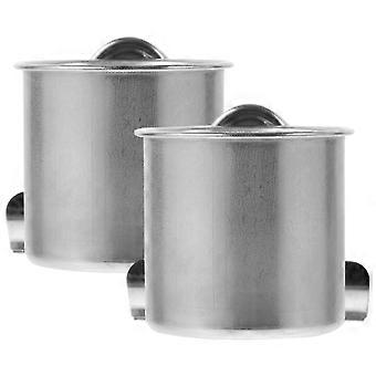 Silver Parrot Feeder Stainless Steel Food Cup for Bird Cage 2Pcs Feeding Bowls