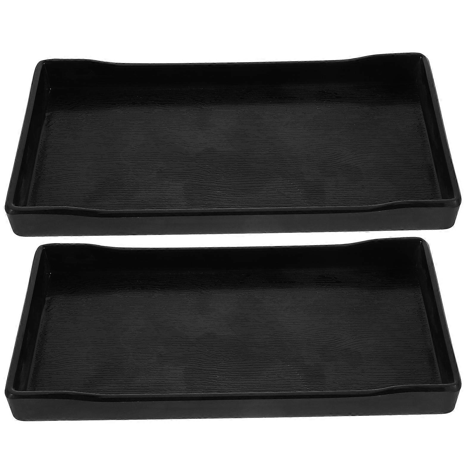 Water Cup Tray Black Rectangular for Storage Use 2Pcs Multi-Purpose Tray