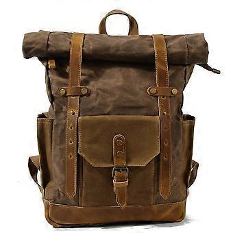 Men's Canvas Travel Backpack Coffee Color, Vintage Daypack with 15‑Inch Laptop Compartment