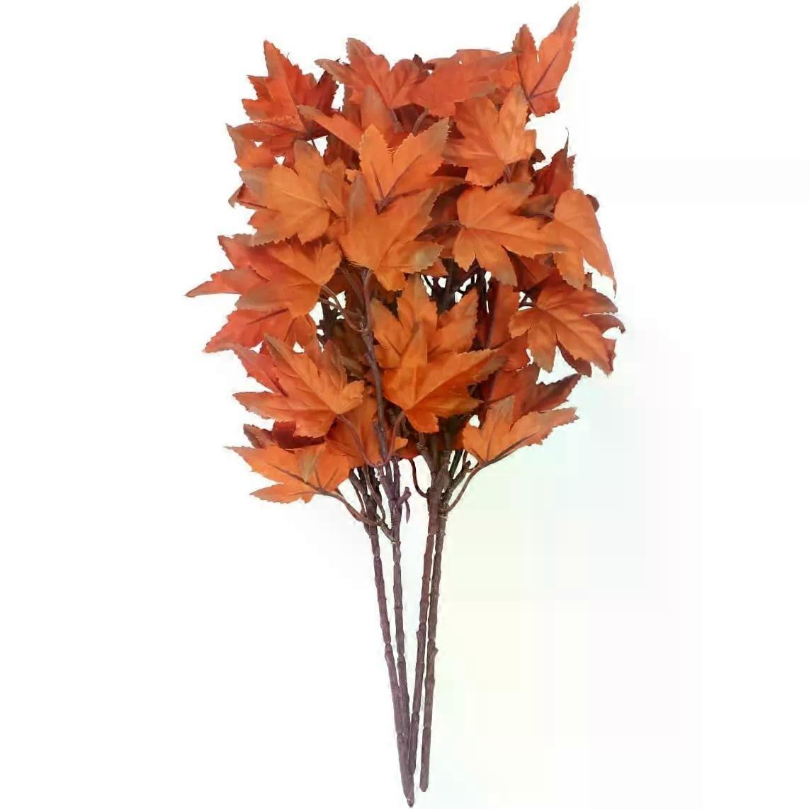 Maple Leaves 4 Pcs Silk Cloth Fall-Tone Branches