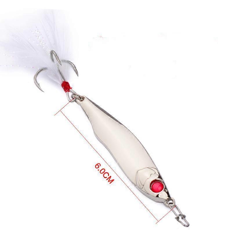Hard Lures Long Casting Metal Fish Spinner Baits Sequin with Feathers