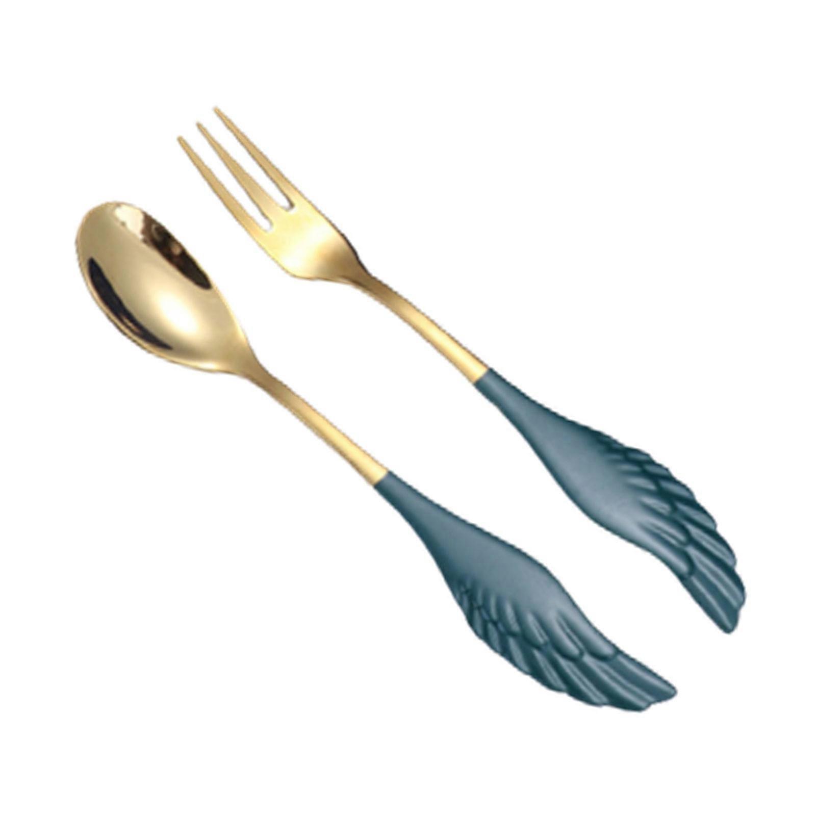 Colourful Stainless Teaspoon Wing Fork Set