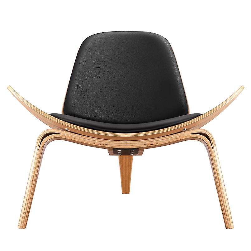 Replika Lounge Stol Sort Læder Ashwood Shell Stol Ægte Enkelt Sofa