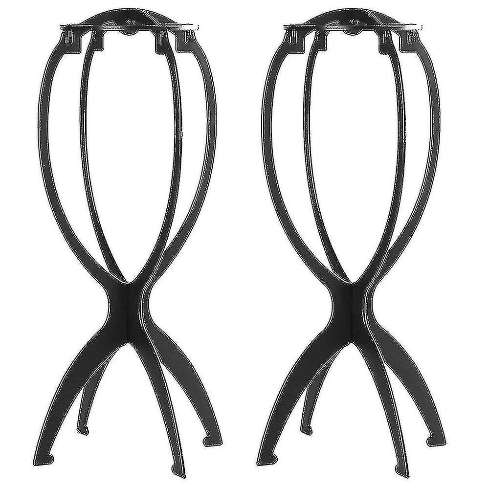 2 Pack Wig Stands, Tall Wig Holder Stand Head Durable Plastic Folding Wig Holder