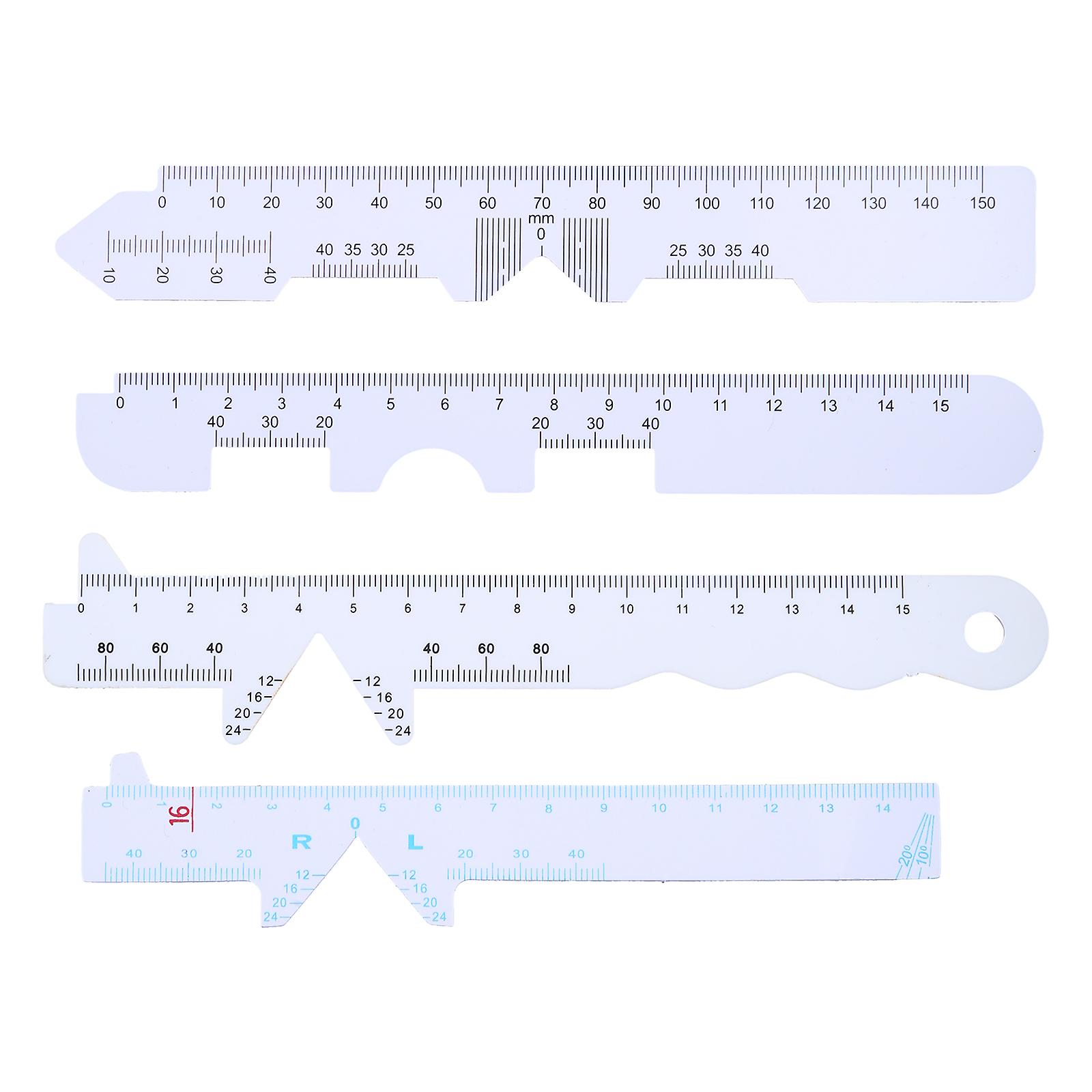 4 Pcs Pupil Ruler Single PD or Dual Pupillometer White Straight Edge PD Ruler