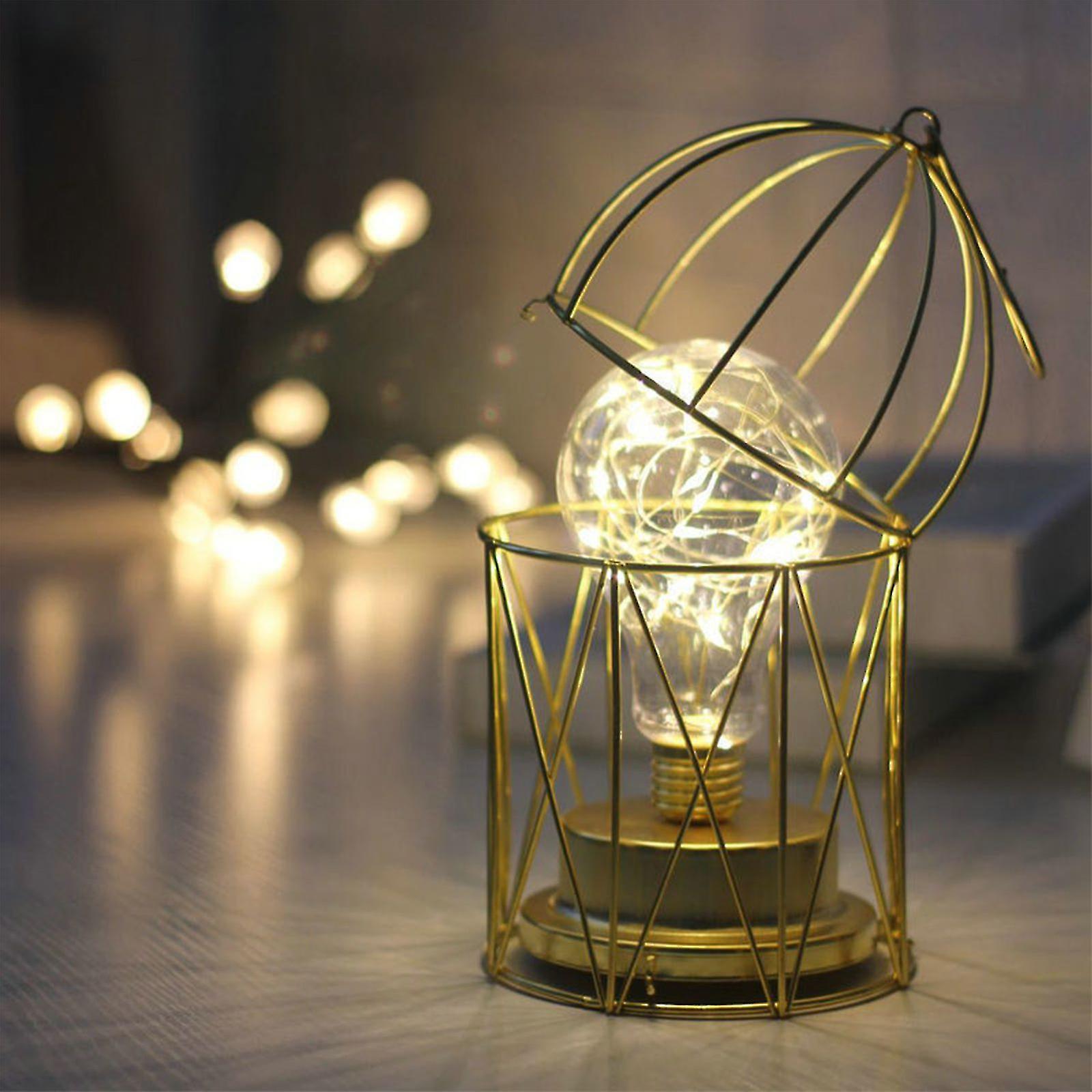 Metal Led Lantern Battery Powered, Cordless Light With Led Edsion Style Bulb. Great For Weddings, Parties, Patio, Events For Indoors