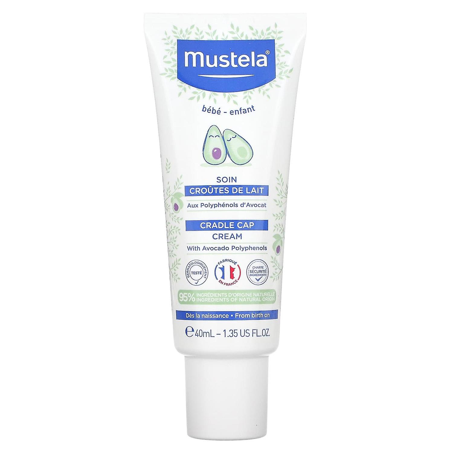 Mustela, Cradle Cap Cream, Fragrance Free, 1.35 fl oz (40 ml)