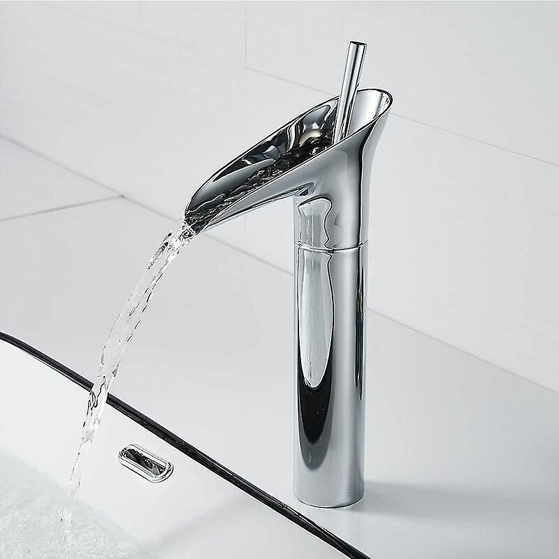Basin Faucet,Waterfall Faucet for Bathroom,Bathroom Mixer Tap,Vintage Chrome Single Lever Mixer Tap,Hot and Cold Adjustable Basin Mixer Tap,Chrome,