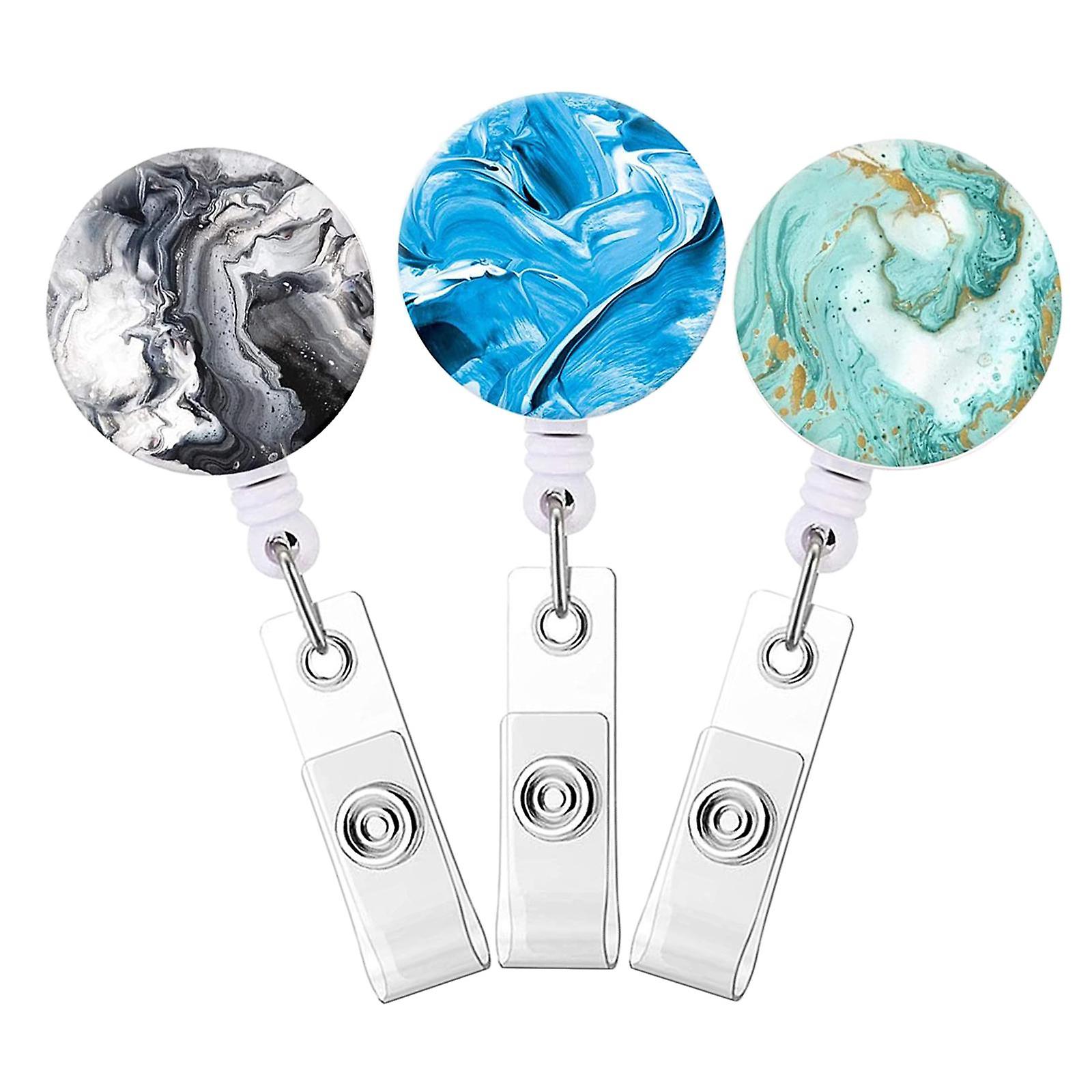 Badge Reel Pull Keychain Retractable ID Holders Card Identity Clips  3pcs A