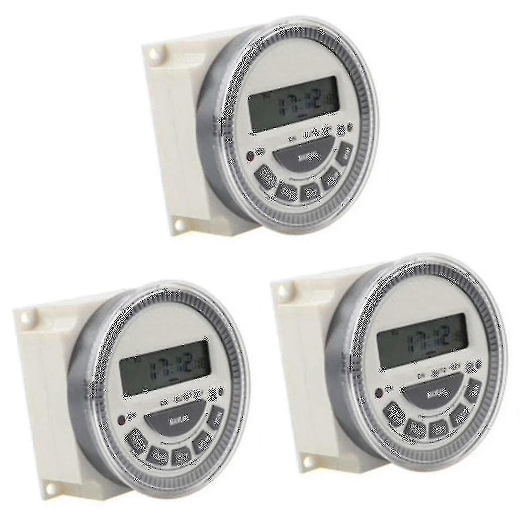 3x Programmable Timer Switch Relay Digital Lcd Power Weekly Cn304A Ac 220V 5 Pin