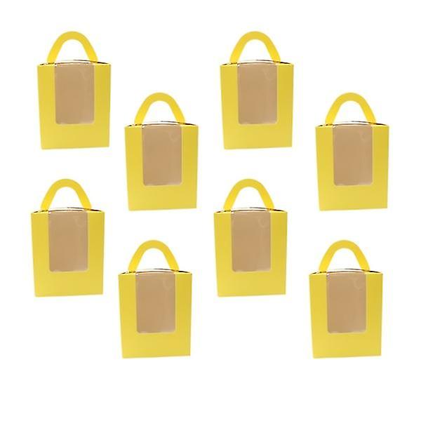 20 Pcs Handle Cupcake Boxes Containers With Pvc Window/cardboard Insert And Bottom Bracket(yellow)