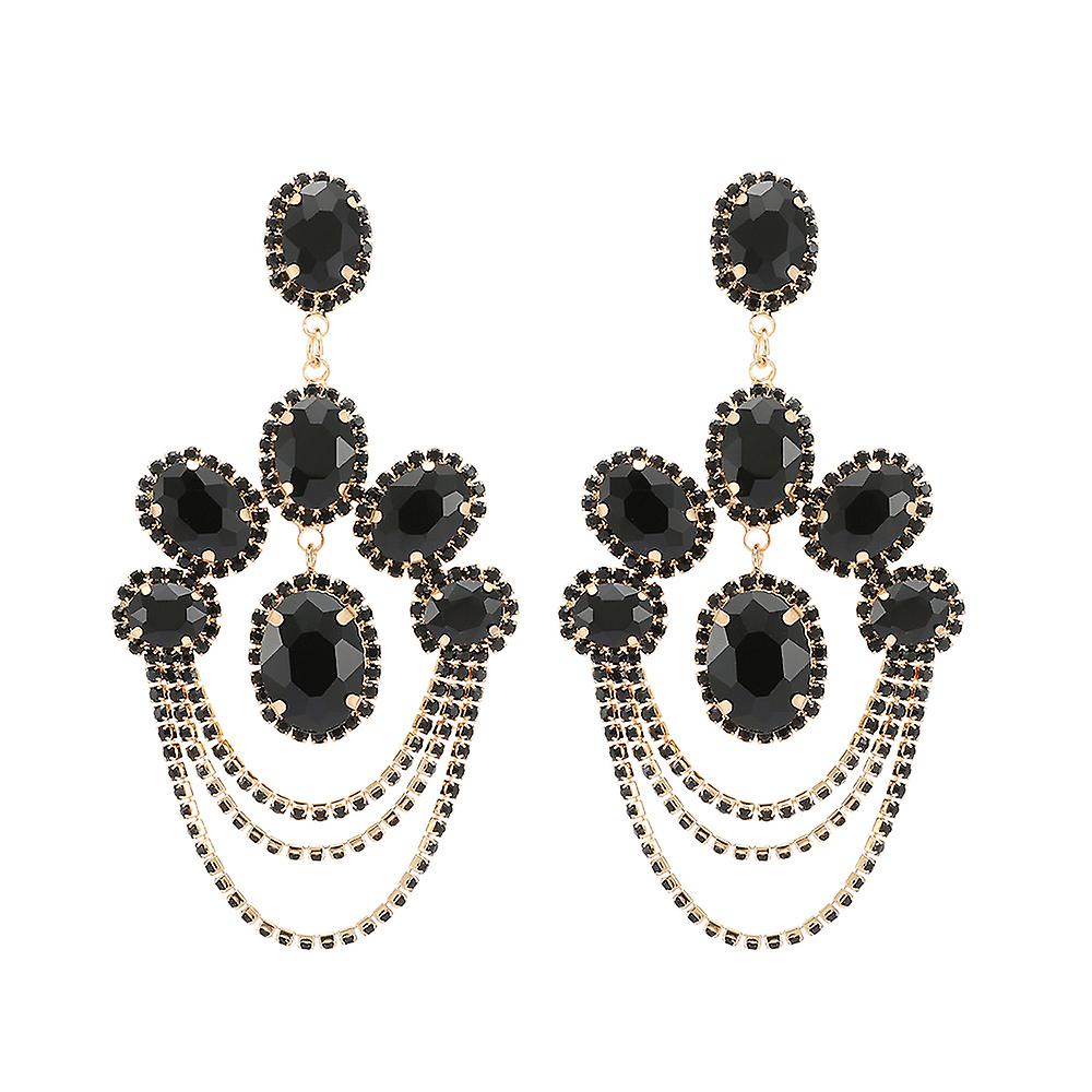 Nya Överdrivna Pärlor Geometriska Diamant Örhängen Bröllopsaccessoarer