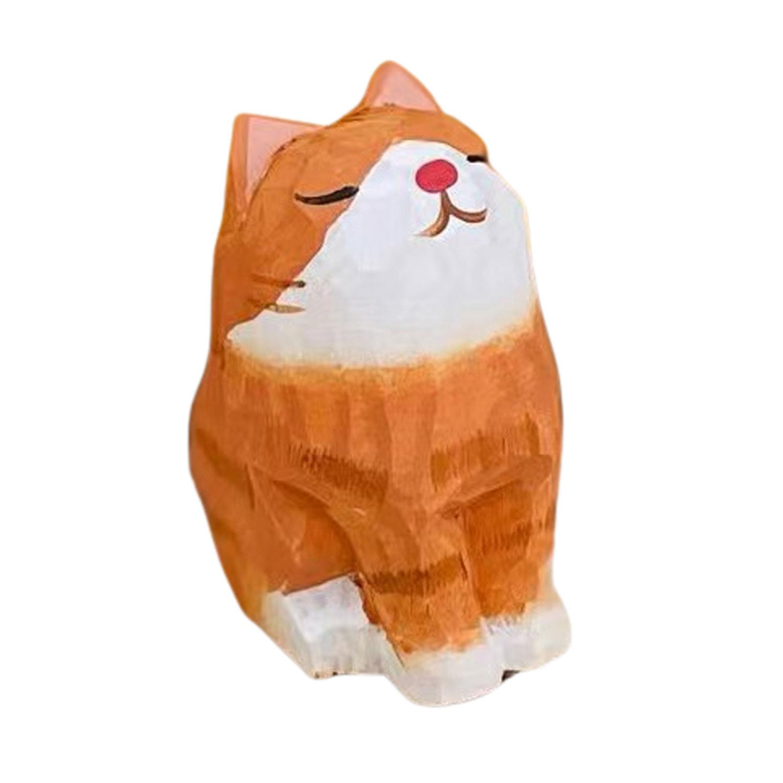 Adorable Wood Cat Craft Exquisite Cats Figures Decorations Diy Pendant For Table Decoration