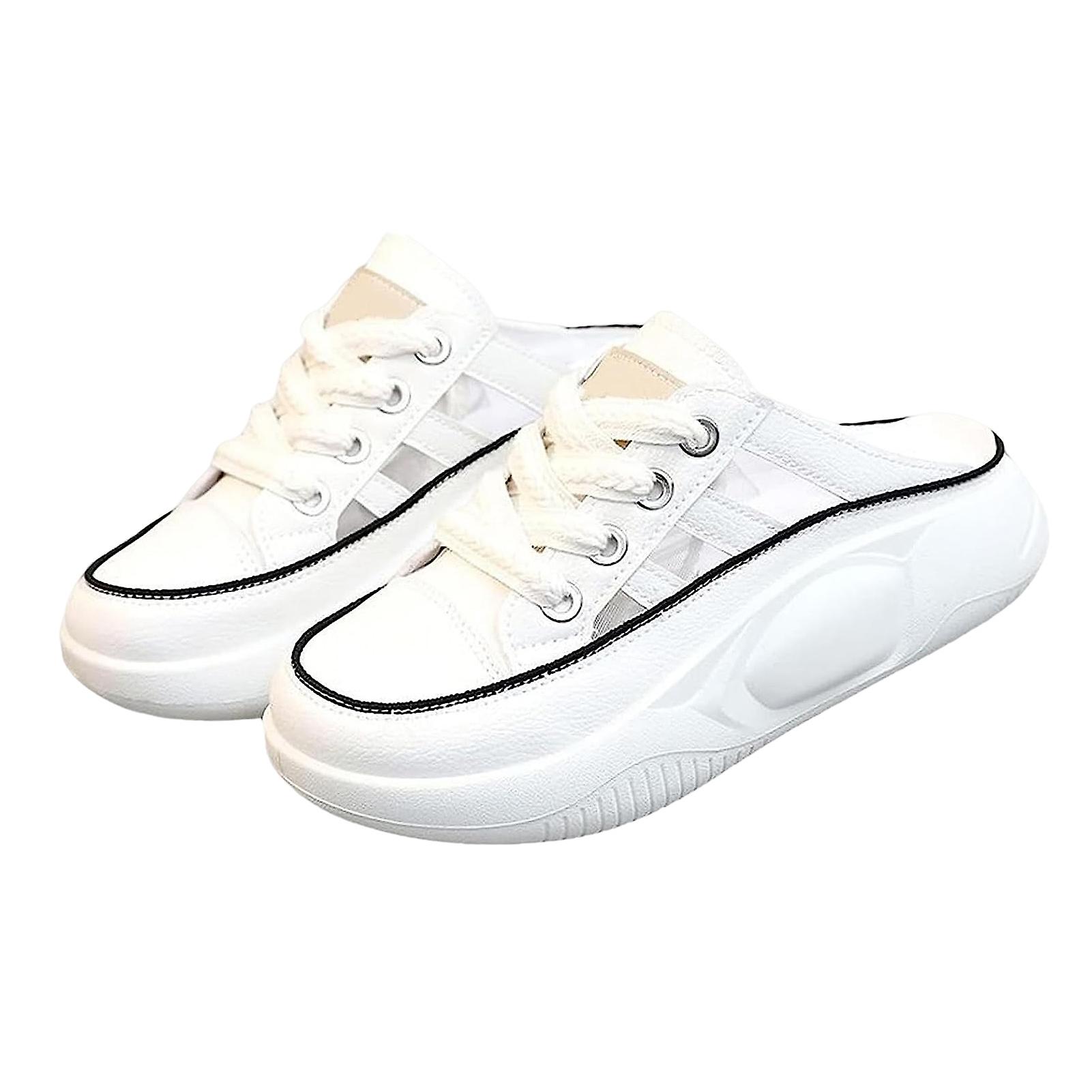 Women Half Wrapped Flat Slides Casual Flats Round Closed Toe Sandals For Office Beach Daily Wear