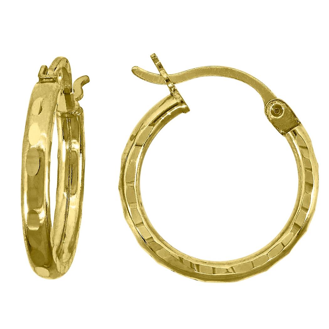 10Kゴールドハンマーレディース2mm x 20mmヒンジ付きフープハグイヤーローブイヤリング女性用フープイヤリング