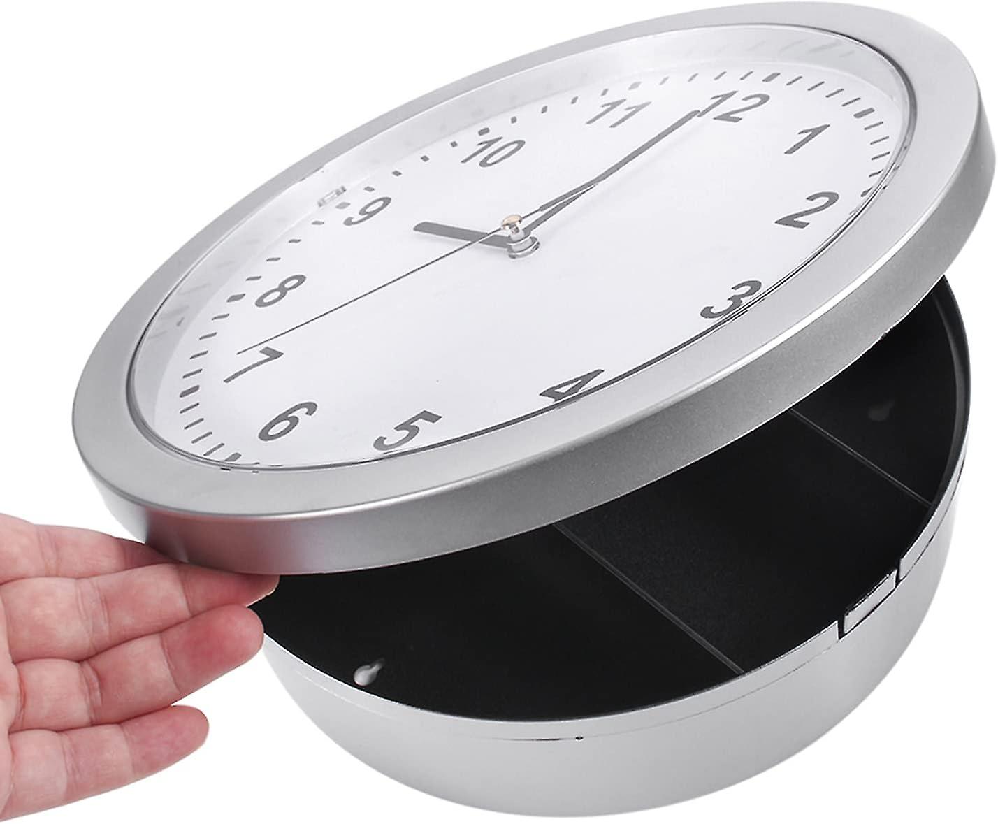 10 Inch Modern Wall Clock with Hidden Safe, Battery Operated