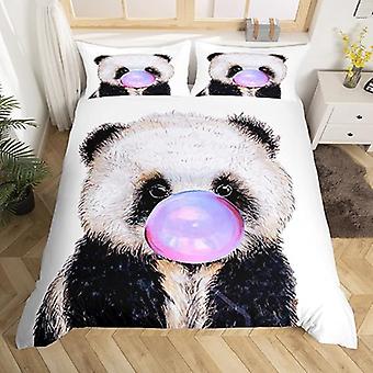 3d Panda Dekbedovertrek Queen Size Panda Blazen Bellen Trooster Cover Met 2 Kussensloop Voor Tieners Volwassenen