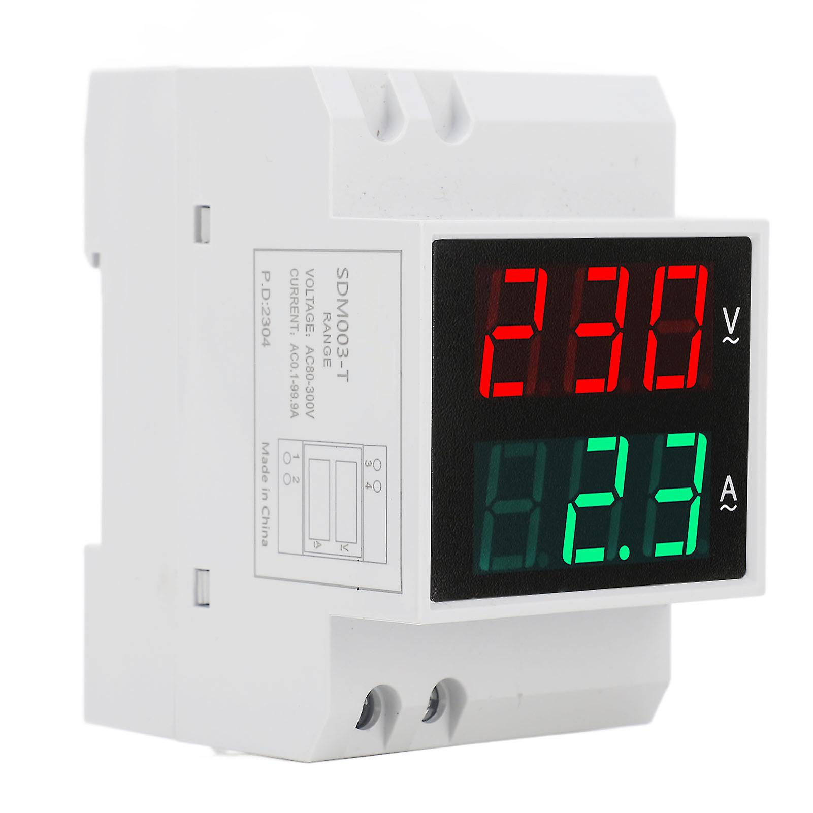 Single Phase Dual LED Display Voltmeter Ammeter Voltage Current Meter AC 80-300V 0.1-99.9A