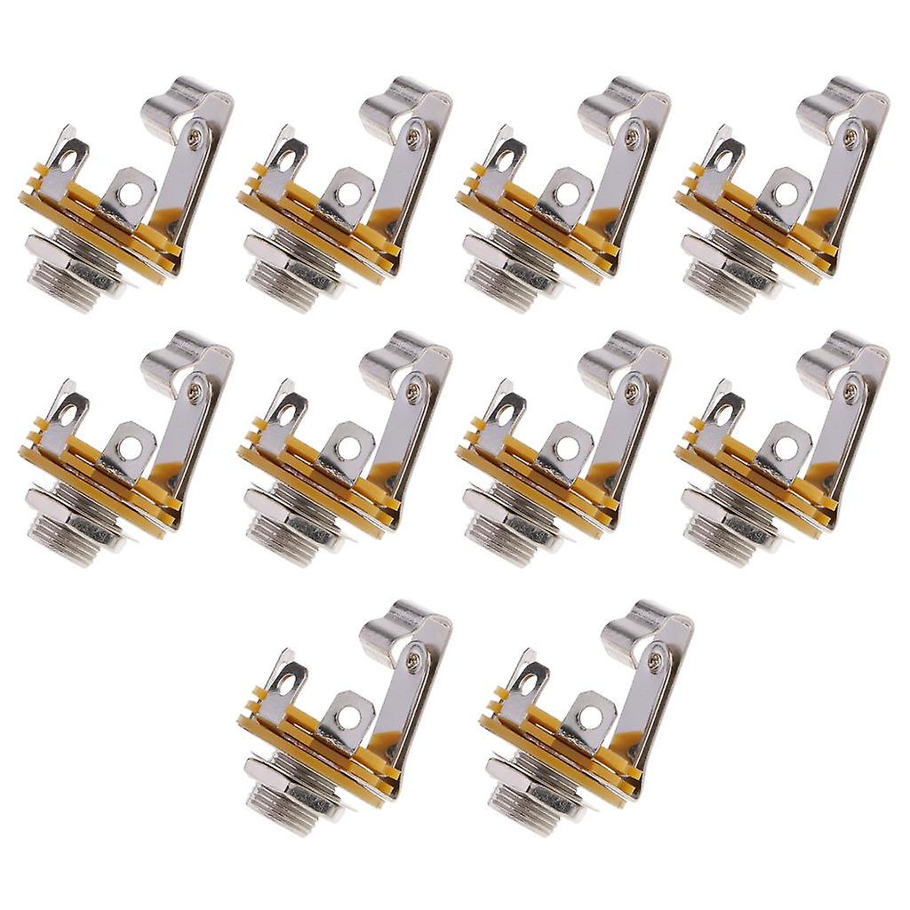 6.35mm 1/4''Mono Audio Socket Jack Female Connector Panel Mount Solder 10Pcs