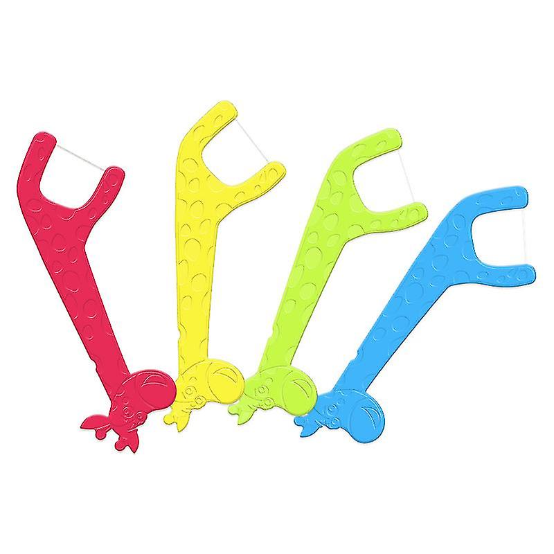 Kid's Dental Floss Picks Without Fluoride,2 Travel Handy Cases Unflavored Flosser 80 Pickscolor Random-hao
