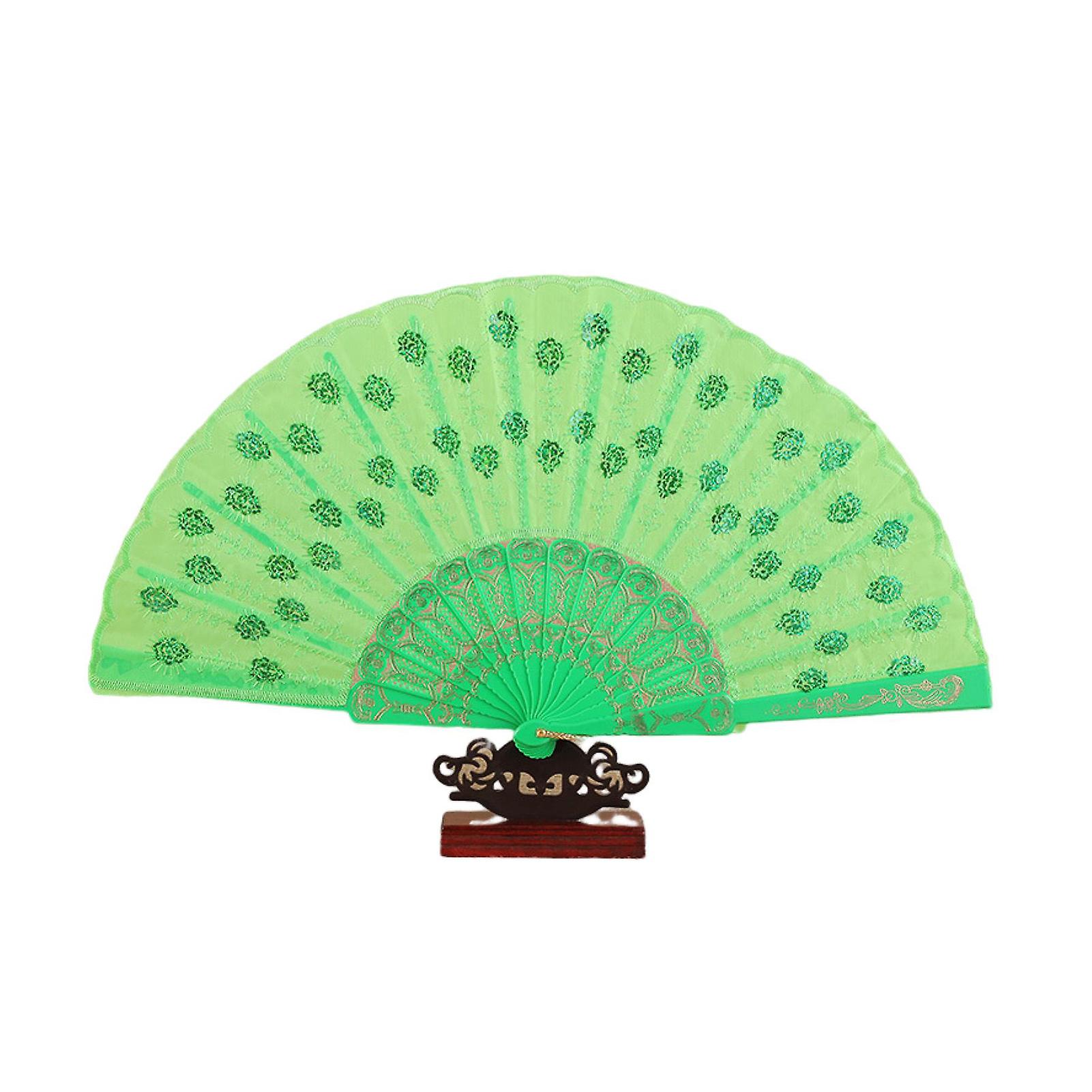 Folding Fan Chinese Style Peacock Dance Fan Portable Traditional Handheld Fan Performance Props for Home