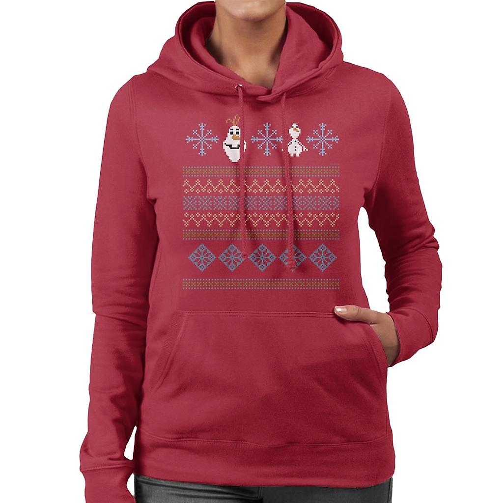 Disney Frozen Olaf Knitted Snowflake Design Women's Hooded Sweatshirt