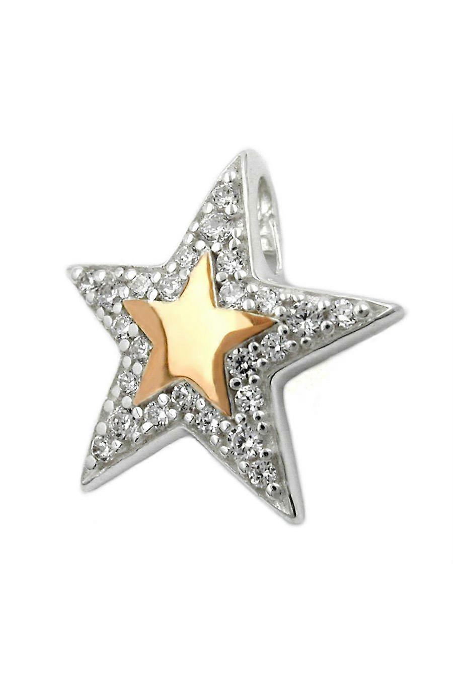 Pendant Star With Zirconia & Red-gold Plating Silver 925 - Gl91694