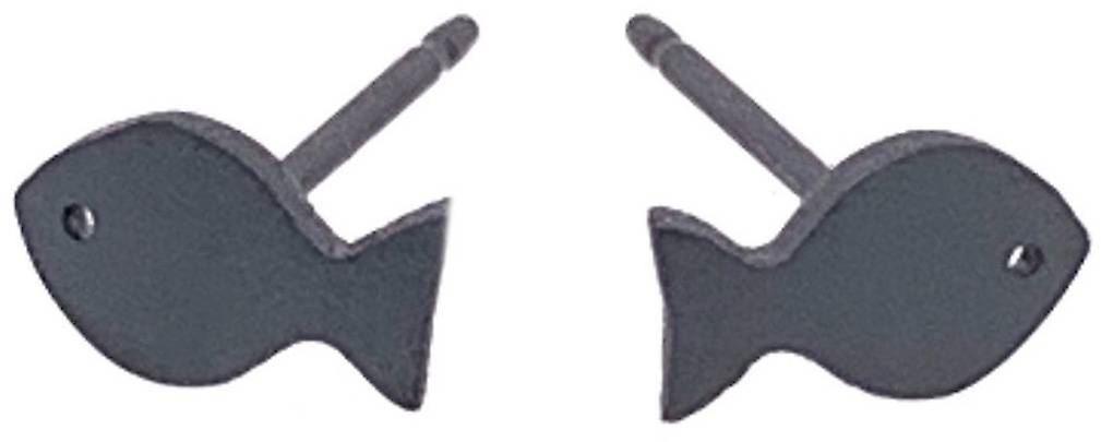 Ti2 Titanium Fish 7mm Stud Earrings - Black