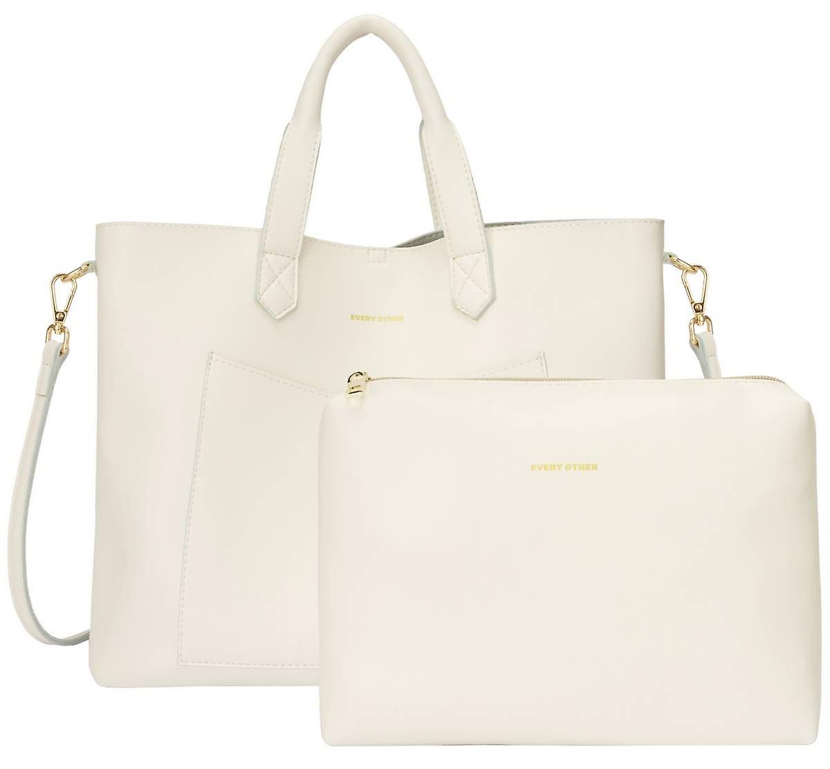 Every Other Front Pocket Soft Tote Bag - Off-White