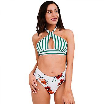 Veeki Womens Sexy Halter Criss Cross Bandage Ruched Bikini Bottom Push up Swimsuits,XL