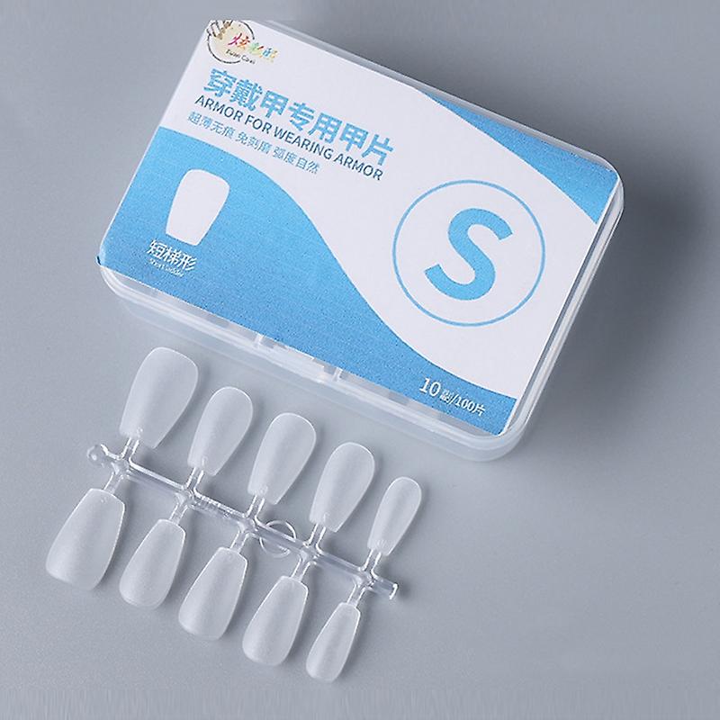 10pairs Of 100pcs/Box False Nails Tip Short Trapezoid S