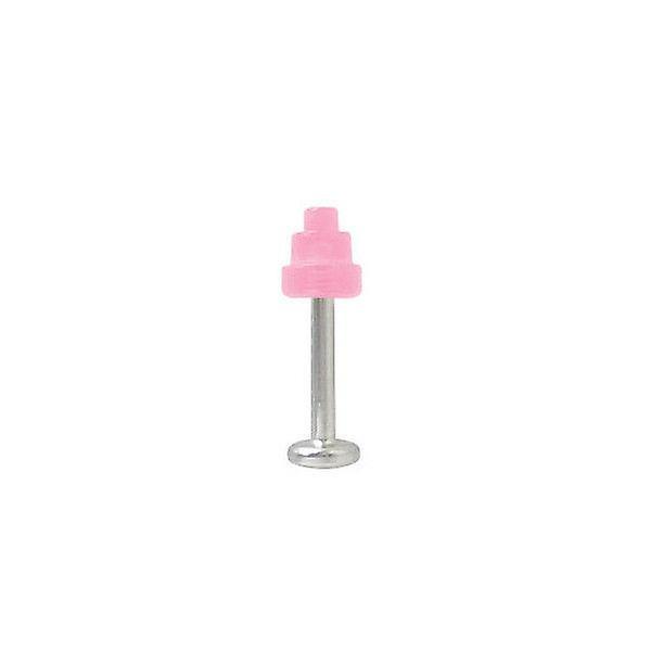 Acier chirurgical 18g labret monroe avec perle acrylique uv rose