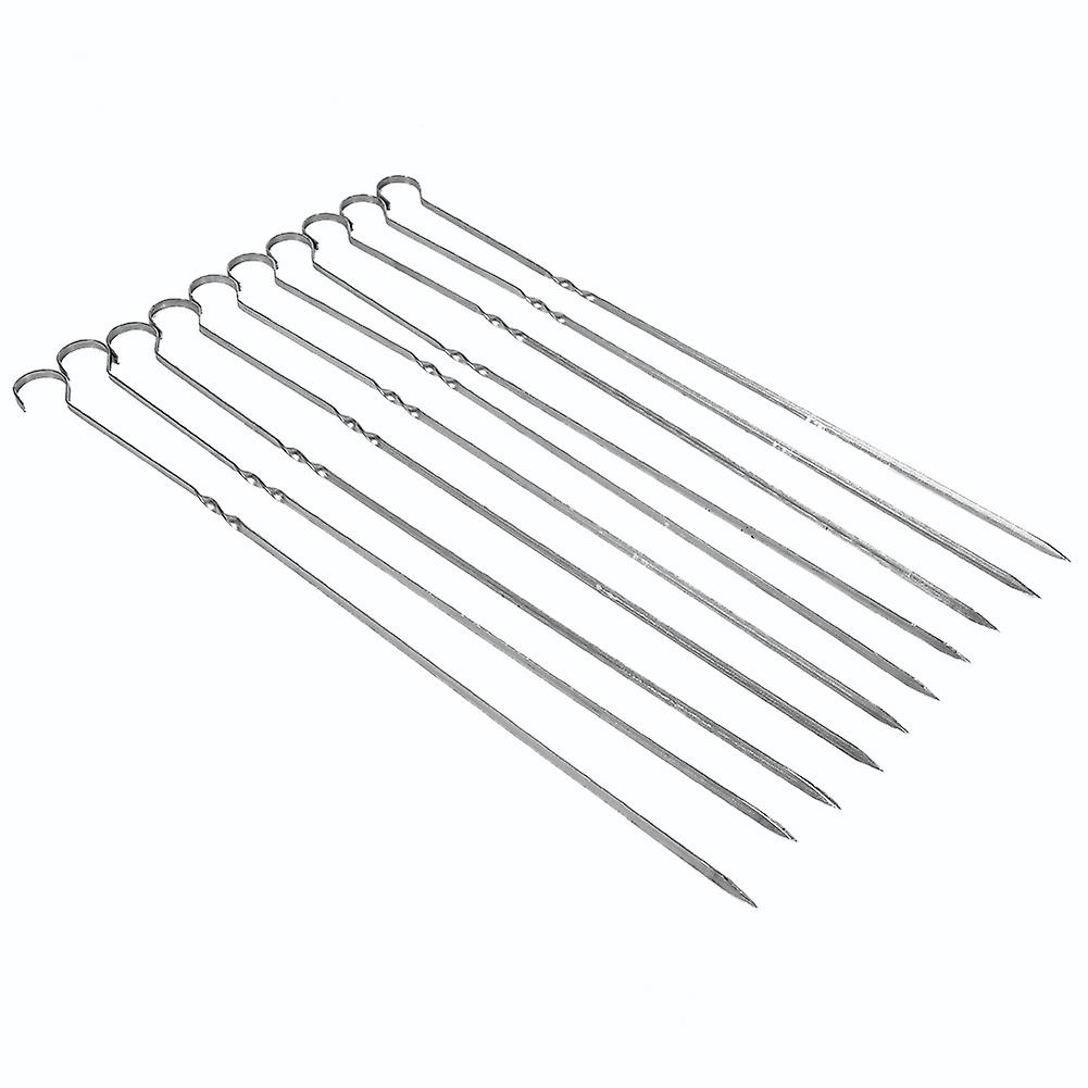 Set of 10 stainless steel flat barbecue skewers