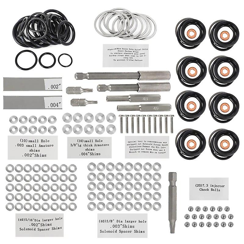 Injector Rebuild Kit External & Internal O-ring Seals Check Balls Plus Shims For Ford 7.3l 1994-2003 Heui Injectors