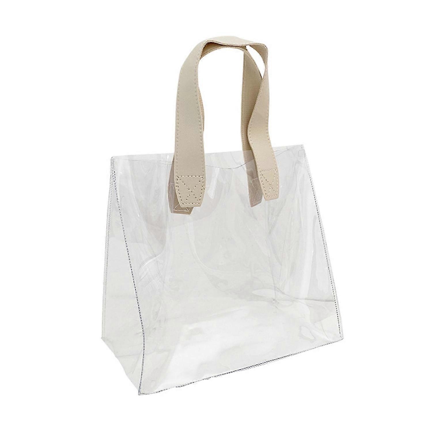 Tote Bag Transparent Clear Multi-use Shockproof with Handles Student Stationery Storage Bag Shopping