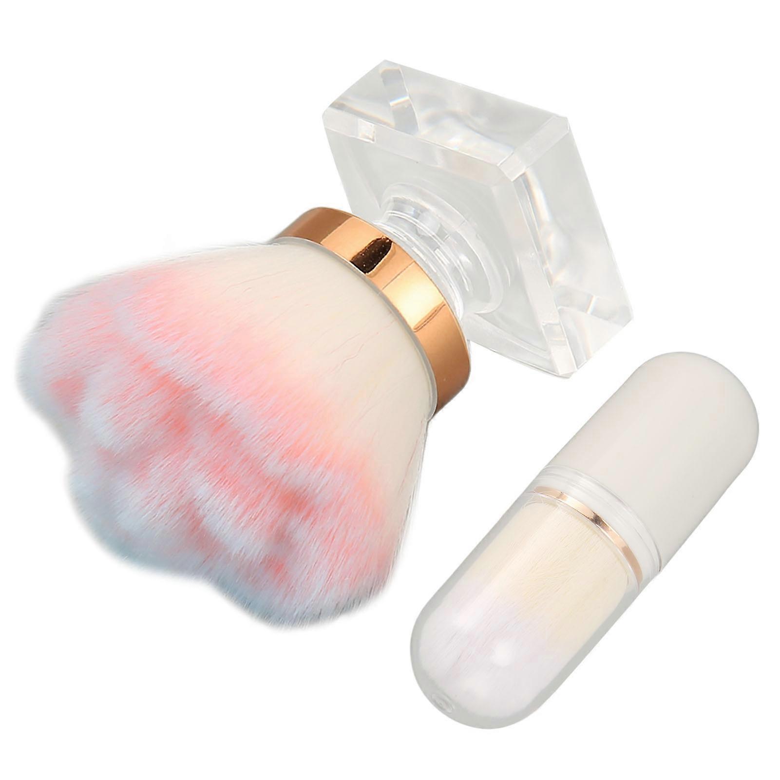 Capsule Shape Powder Brush Transparent Handle Artificial Fiber