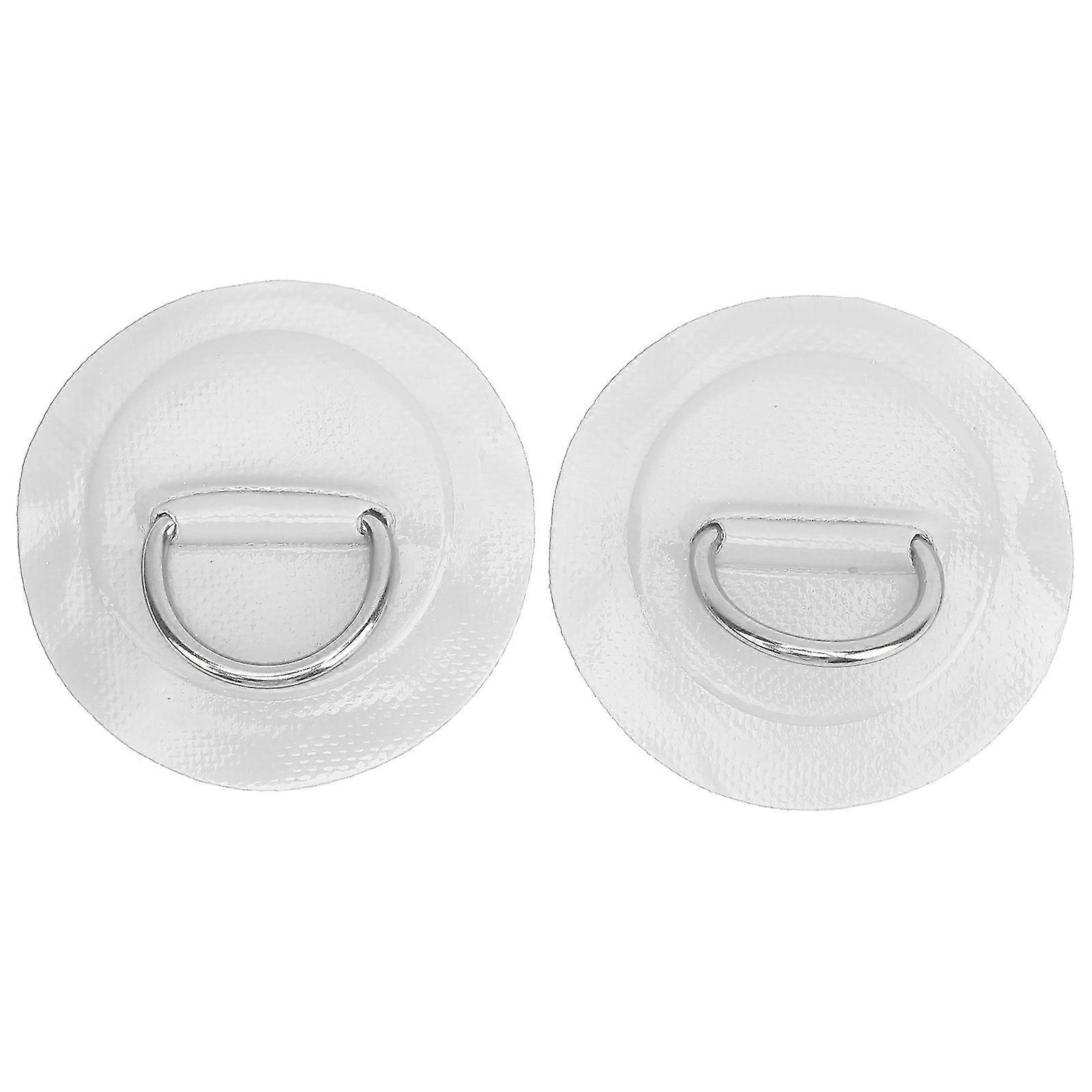 2pcs PVC Marine Stainless Steel Fixed Buckle - Inflatable Boat Kayak DRing Patch (White)