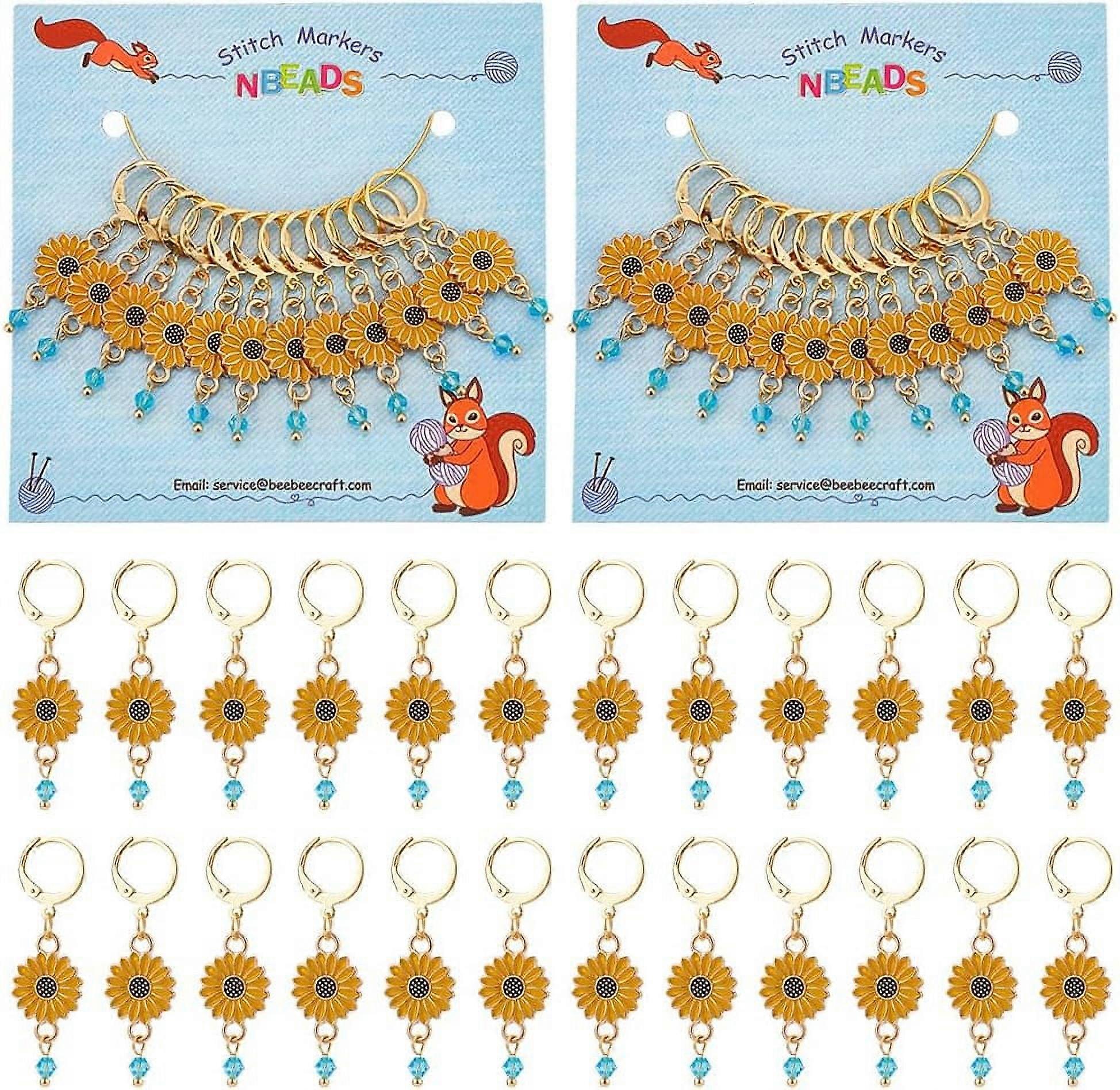 24 Pcs Enamel Sunflower Stitch Markers Enamel Alloy Crochet Stitch Marker Charms Removable Locking Stitch Marker for Knitting Weaving Sewing Accessori