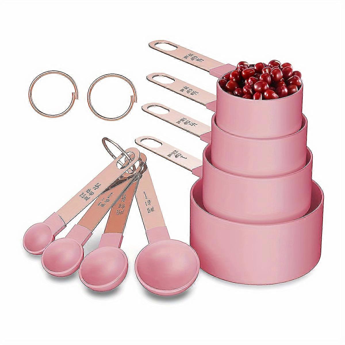 8pcs/set, Measuring Cups & Spoons Set, Stackable Cups and Spoons, Nesting Measure Cups with Stainless Steel Handle, Kitchen Gadgets for Cooking & Baki