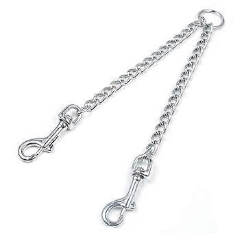 2 Dogs Leash Heavy Duty Stainless Steel Double Dog Coupler Twin Lead 2 Way For Two Pet Dogs Walking Leash Large Dog Safety Chain