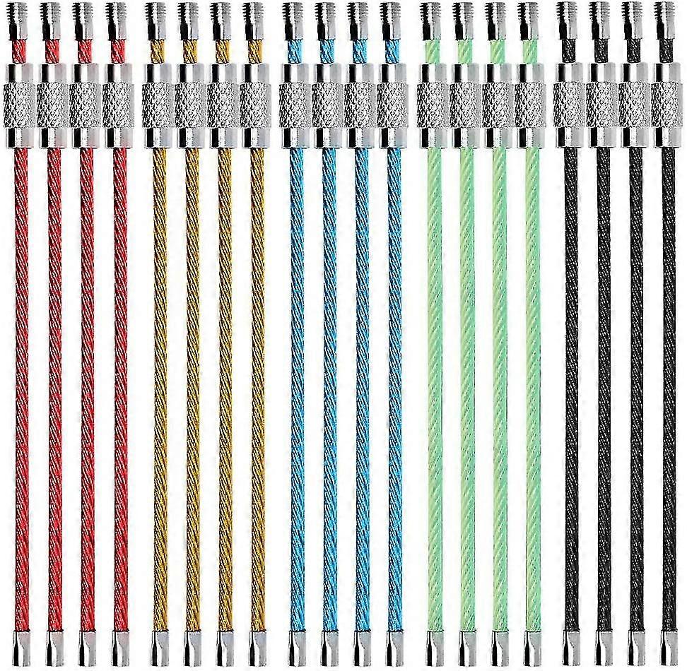 Wire Key Chains Stainless Steel Cable Key Loop Ring 20pack 6.0 Inches Colored